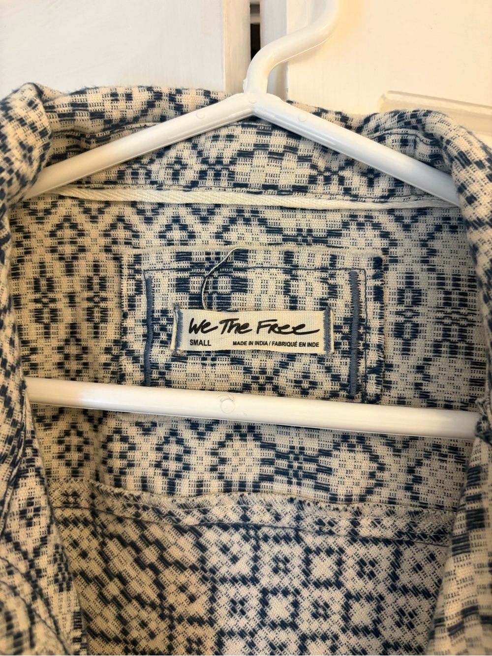 Free People So Long Summer Jacquard Buttondown Blue Combo Size Small - Picture 5 of 6